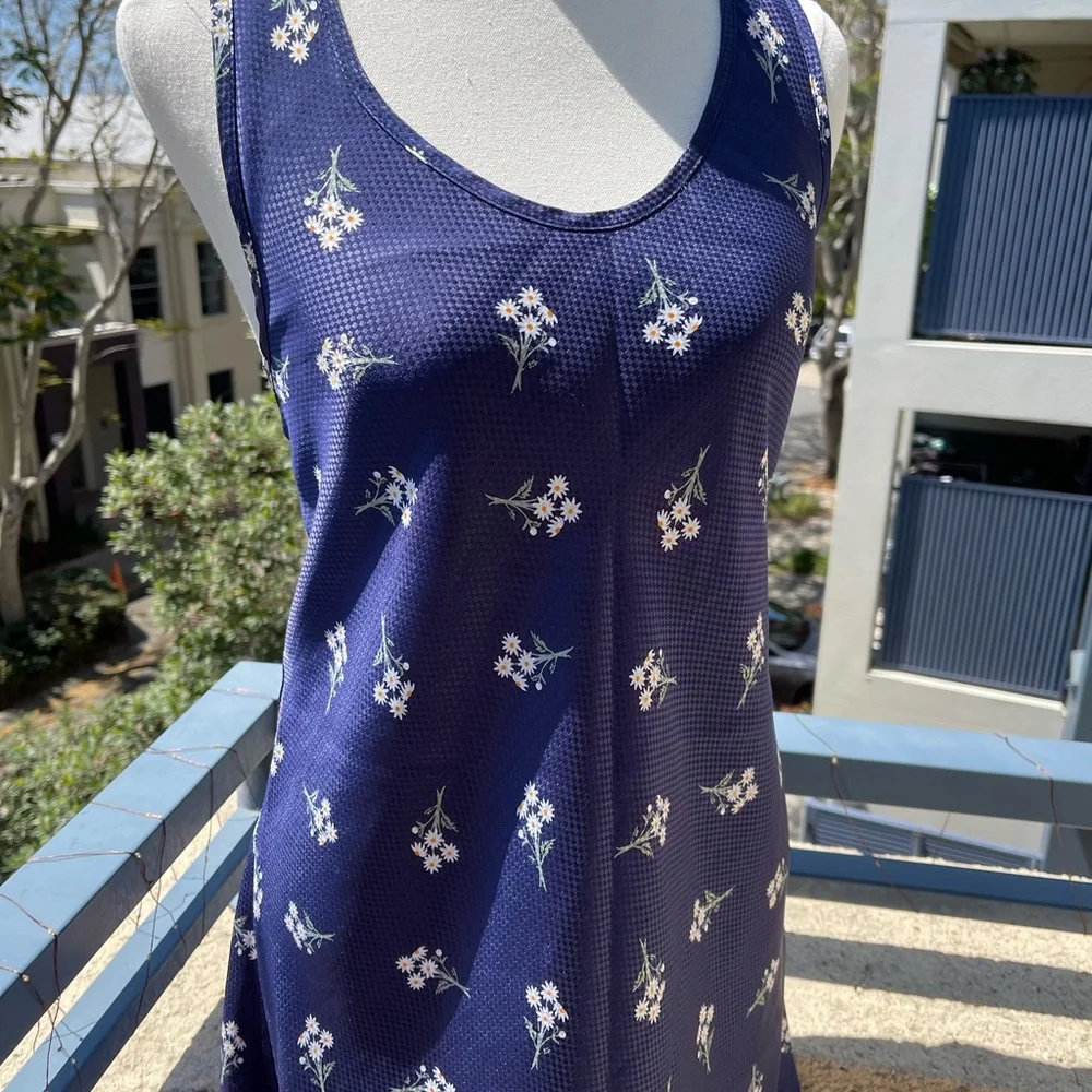 90s Vintage Blue Floral Slip Dress - Picture 3 of 9